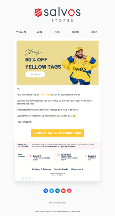 Grab 50% off all Yellow Tags