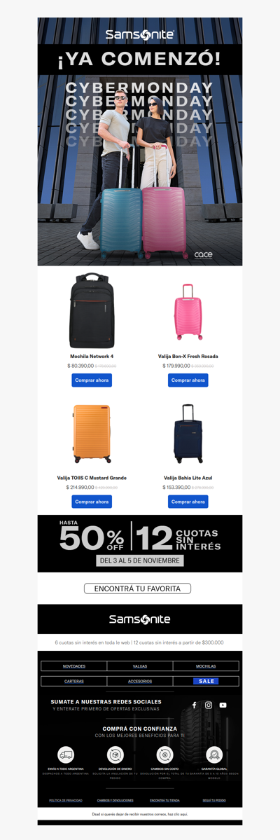 Empezó CyberMonday! Hasta 55% OFF + 12 cuotas sin interés