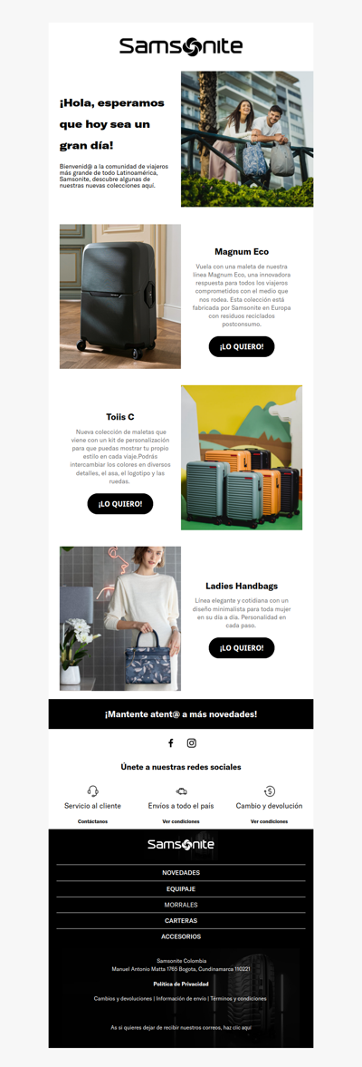 ¡Descubre lo que tenemos para ti en Samsonite!