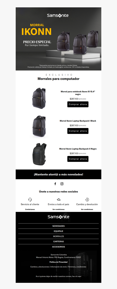 Te lo mereces ¡Morral Ikonn Samsonite! PRECIO ESPECIAL