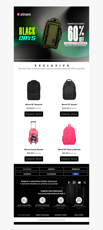 En Black Days MORRALES Xtrem hasta 60% OFF