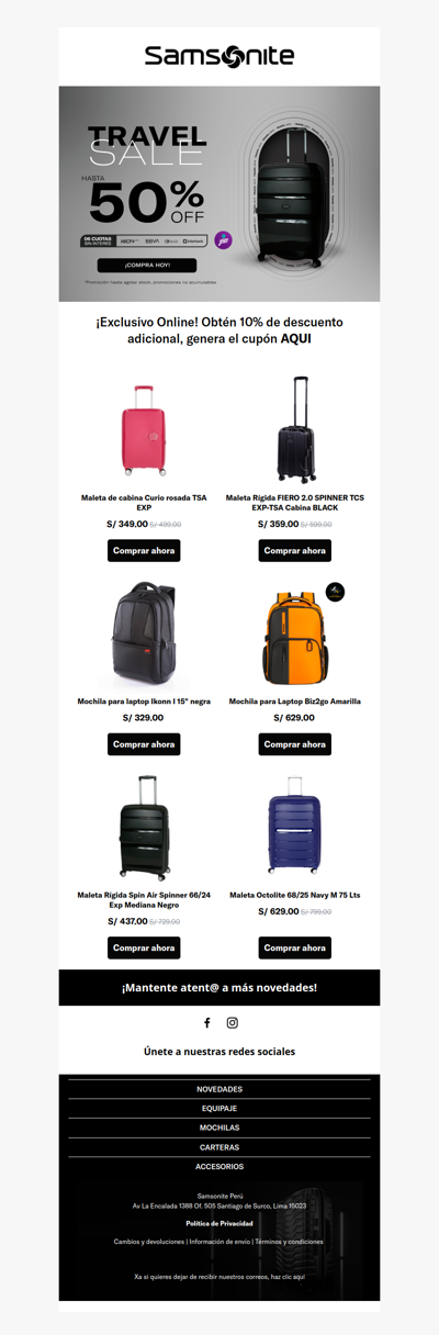 xa 🧳🎒 Apúrate ¡Llegó el Travel Sale! Hasta 50% + 10% Adicional