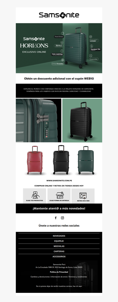 xa ¡Nueva llegada! Maletas Samsonite Horizons, máxima capacidad y durabilidad