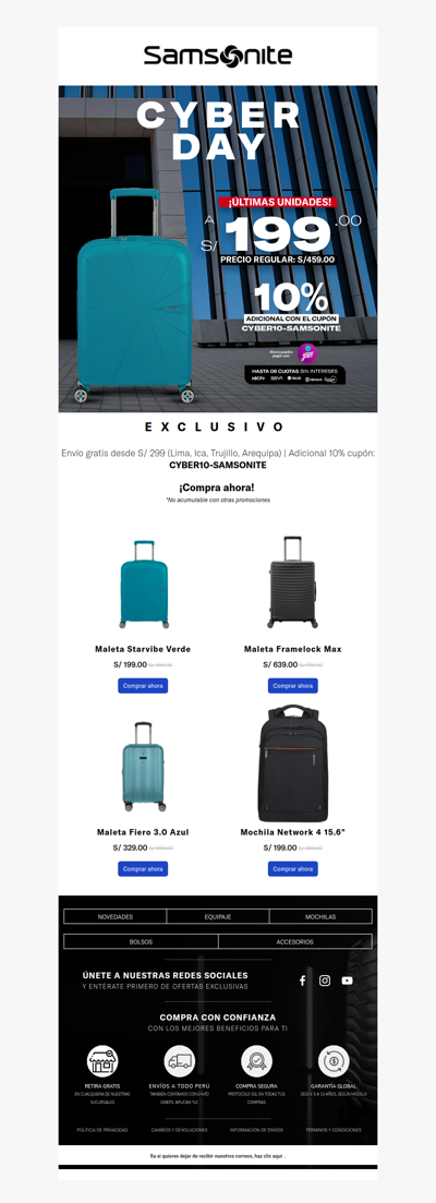 xa 🛒💥  ¡Último CYBER! Maletas desde S/ 199🧳Hasta 9 Cuotas sin intereses.