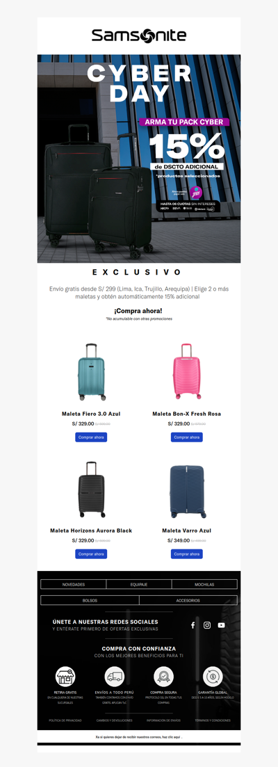 xa 🚨 ¡Último día! CYBER Hasta 50% dscto. Mochilas, Maletas.