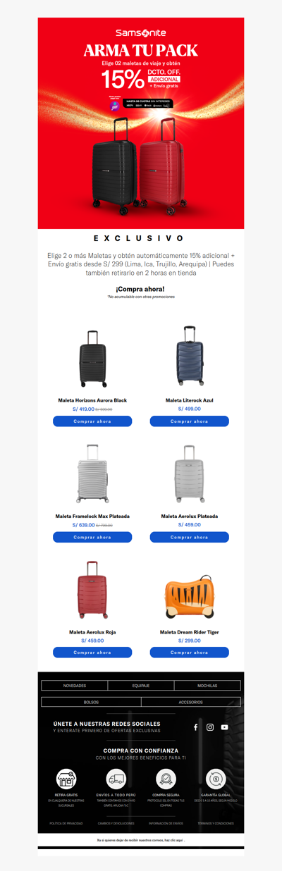 xa Hoy Arma tu pack viajero 💥🧳 y obtén 15% Adicional