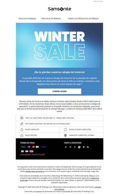 Selección de rebajas de invierno con hasta 20% de descuento
