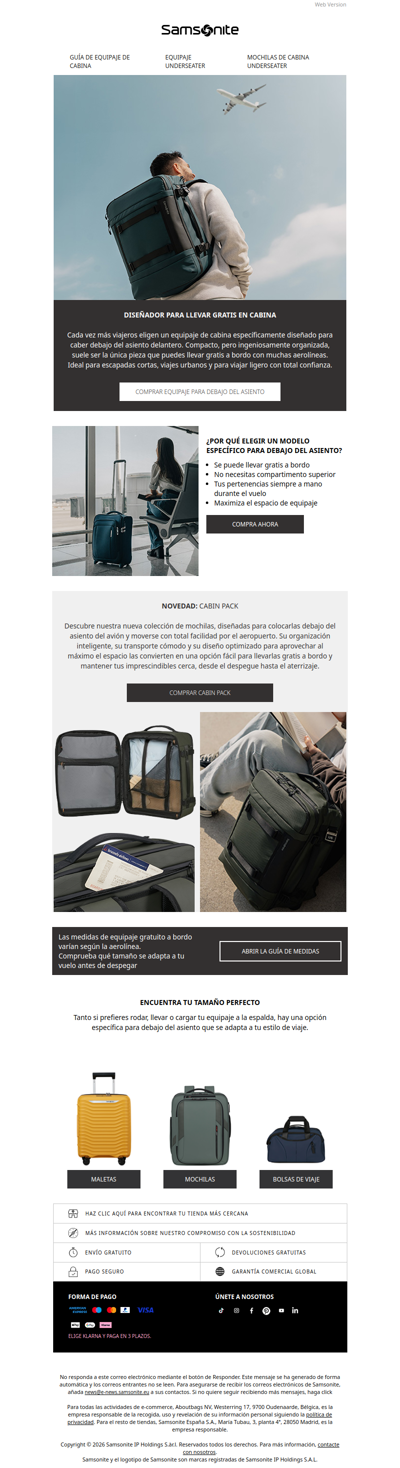 Diseñado para llevar gratis en cabina