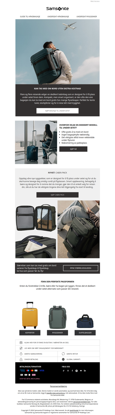 Kan tas med om bord uten ekstra kostnad