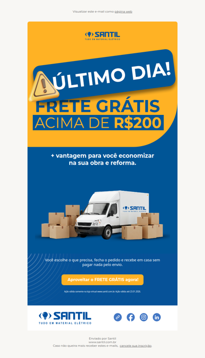 ⚠️ ÚLTIMO DIA | FRETE GRÁTIS nas compras acima de R$200