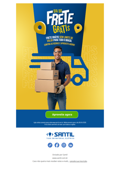 SÓ HOJE!  FRETE GRÁTIS NA SANTIL PARA TODO O PAÍS. APROVEITE!