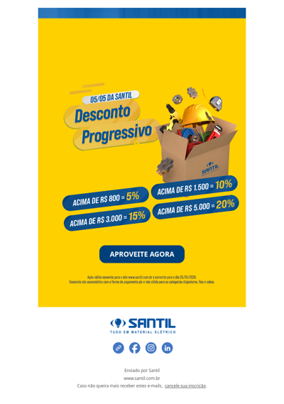 O 05/05 DA SANTIL COMEÇOU! DESCONTO PROGRESSIVO NO AR. CONFIRA...