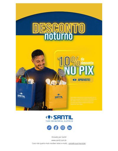 COMEÇOU! DESCONTO NOTURNO. 10% de desconto no Pix. Aproveite!