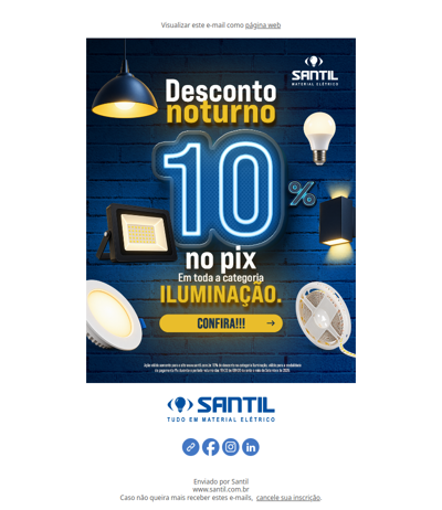 10% DE DESCONTO NO PIX EM TODA CATEGORIA ILUMINAÇÃO. APROVEITE!