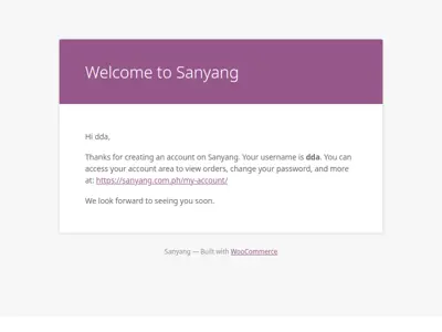 Your Sanyang account has been created!