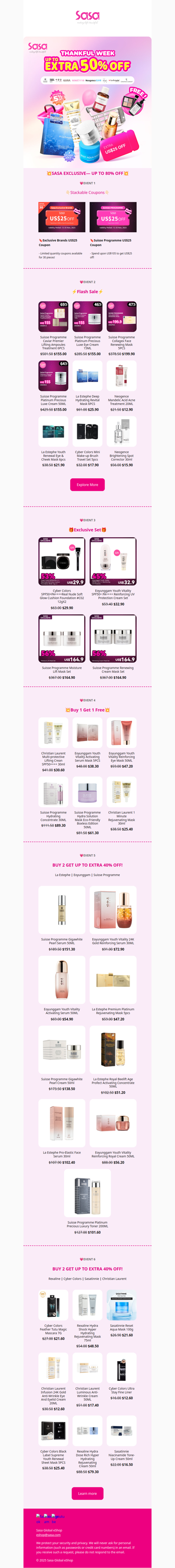 Up to 80% Off?!😱💥Sasa Exclusive Brand Super Sale! Stackable Extra Discounts💗 Buy 1 Get 1 Free, Free Gifts and Coupons Awaits🎁Super Brand: Suisse Programme 💎