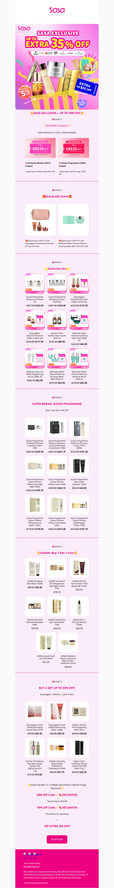 💥😱Stackable Discount! Up to 70% Off!!😱💥Sasa Exclusive Sale— Buy 1 Get 1 Free, Free Gifts, Huge Discount Set and Cash Coupons Await!🌟