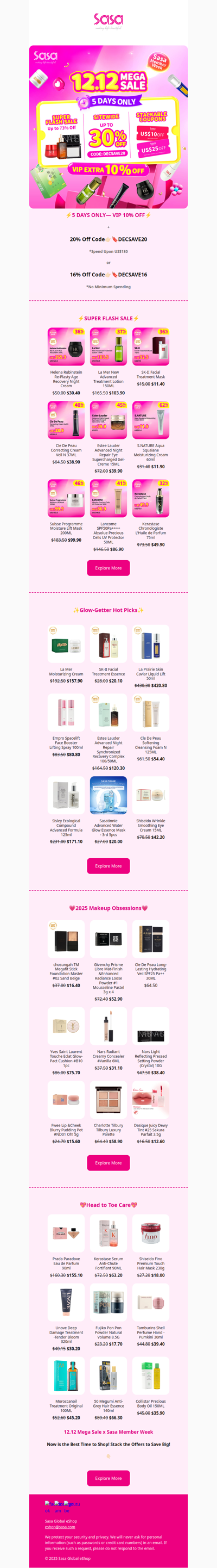 💗Sasa Member Week x 12.12 Mega Sale⚡ VIP Extra 10% Off ⏰ Stack up Promo Code, VIP Discount and Coupons! Flash Sale Up to 63% Off—  5 Days Only!💥😱