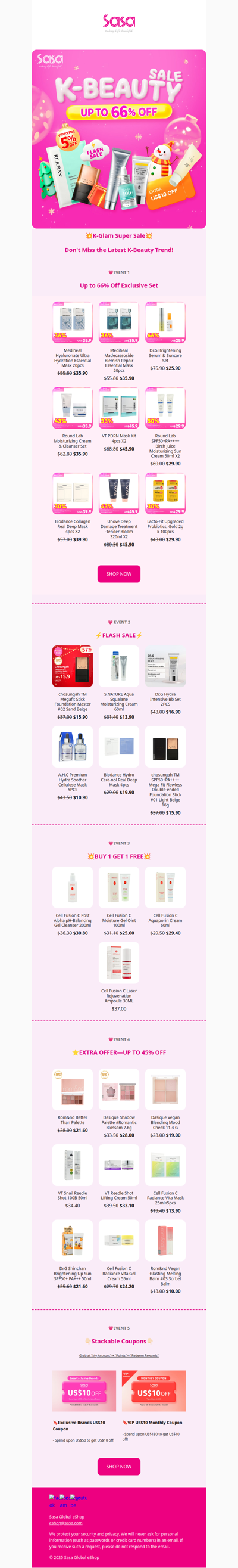 🎁 Buy 1 Get 1 Free ! 💥Don't Miss the Latest K-Beauty Trend! Mediheal, Dasique, Rom&nd, Round Lab and VT on Sale! 💗Up to 66% Off Hottest K-Beauty! 🛒SHOP NOW!