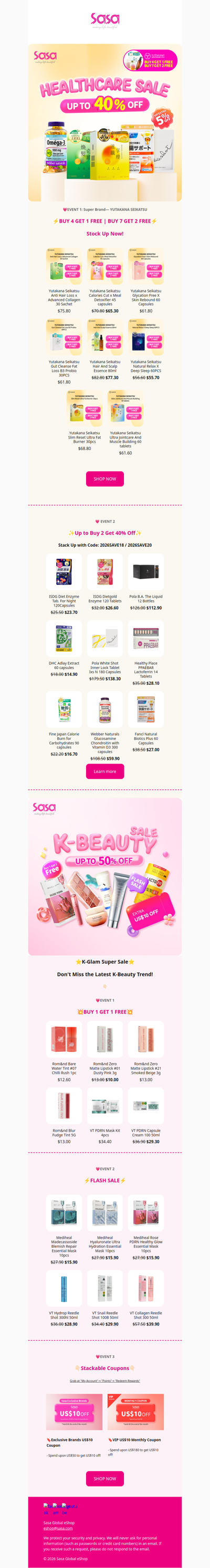 😱💥Buy 1 Get 1 Free ! Best Selling Healthcare and K-Beauty on Sale! 💥😱 Yutakana Seikatsu Buy 4 get 1 Free🎁 Shop Hottest K-Beauty: Mediheal, Round Lab, Rom&nd, and VT Now! 💗