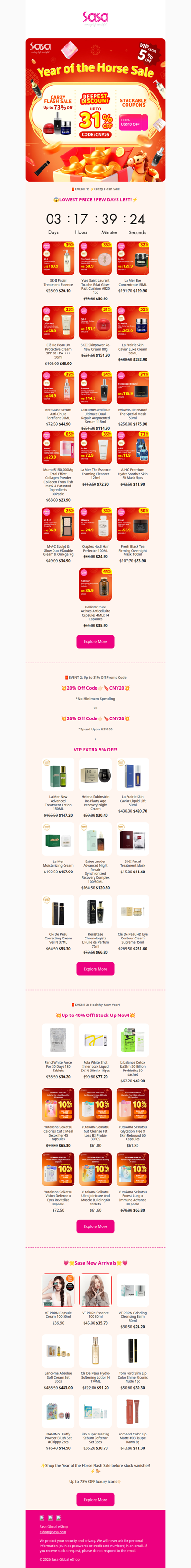 ⏰⚡4 DAYS LEFT! UP TO 73% OFF CRAZY FLASH SALE⚡⏰ SK-II, La Mer and YSL are on the List! 💗 Up to 31% Off Sitewide! SHOP NOW!⚡🧧