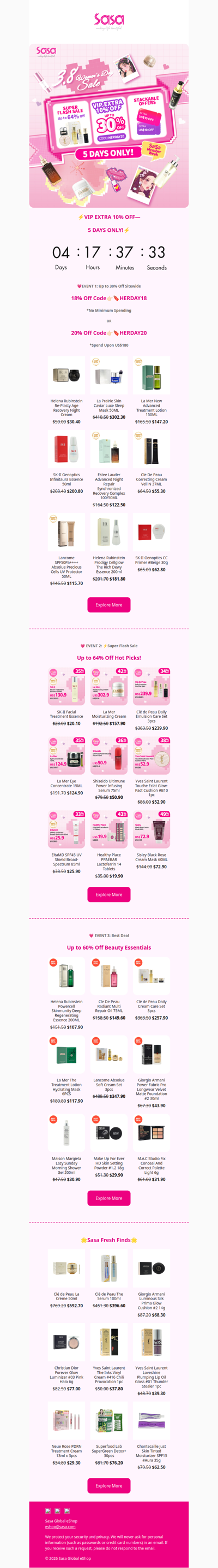 💗⚡VIP Extra 10% Off!⚡💗 3.8 Women's Day Sale x Sasa Member Week: Up to 30% Off Sitewide! 😍  Super Flash Sale & Best Deal Second Round!— Up to 64% Off 50+ Hot Picks !😱💥