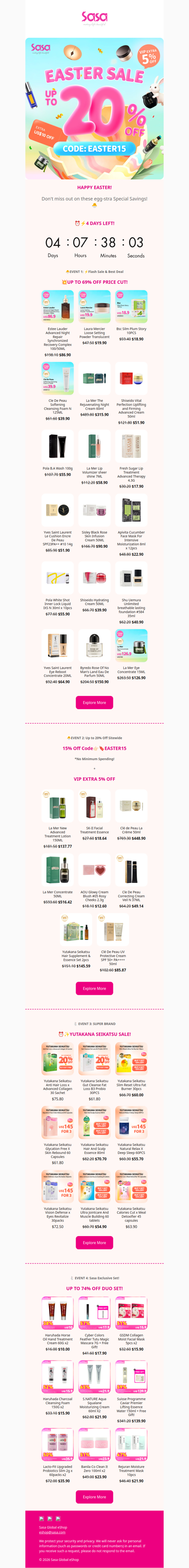 ⏰⚡4 DAYS LEFT! UP TO 69% OFF SUPER FLASH SALE IS ENDING⚡⏰ Happy Easter and don't miss out on these deals!!🐇⭐15% Off Sitewide + VIP Extra 5% Off with No Minimum Spending! ✨