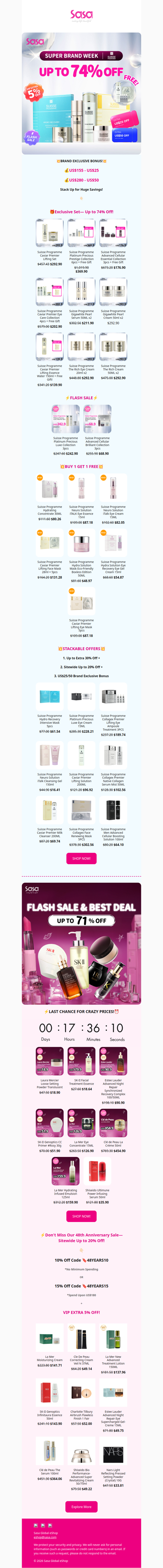 💎SUPER BRAND: SUISSE PROGRAMME— Up to 74% Off 😱 Explore Flash Sale and Exclusive Set with Free Gift NOW!⭐⚡ Stack & Save: Up to 30% Off + 20% Sitewide + Extra US$50 Bonus! 💰