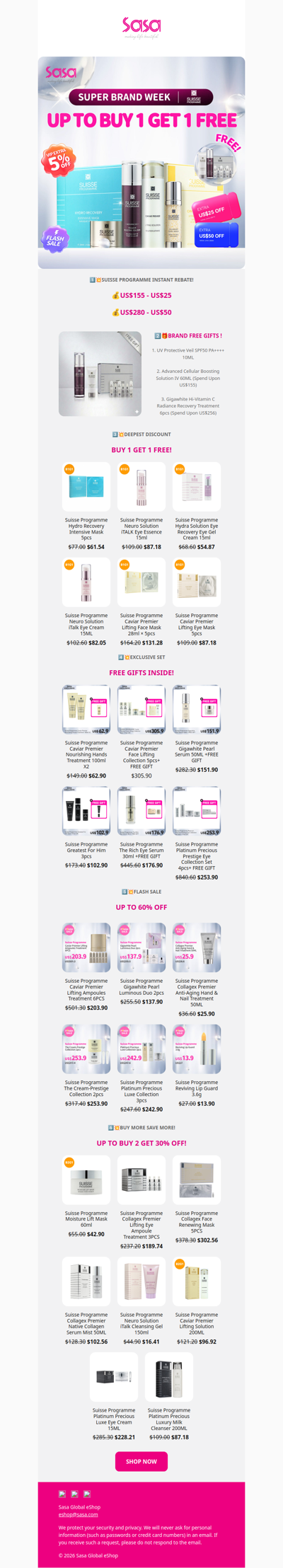 BUY 1 GET 1 FREE + INSTANT REBATE?!💥😱 Don't Miss Our Super Brand Week— Suisse Programme: 💎Activating Beauty at the Cellular Level!