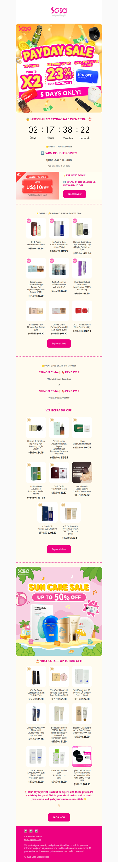 ⏰⚡LAST CHANCE! ⚡⏰PAYDAY SALE: 2 DAYS LEFT —Up to 23 Off Sitewide! VIP GET DOUBLE POINTS !😍! Grab your summer essentials NOW!