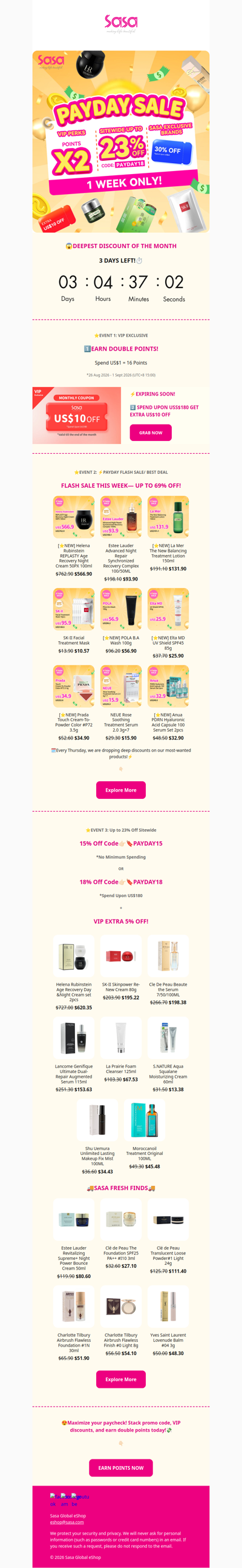 Deepest Discount Ending Soon— 3 Days Left!⚡PAYDAY SALE: Up to 23 Off Sitewide! VIP GET DOUBLE POINTS TODAY!😍!