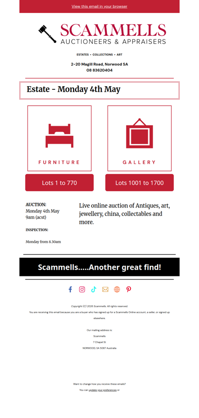 Scammells Estate Auction catalogue🤩