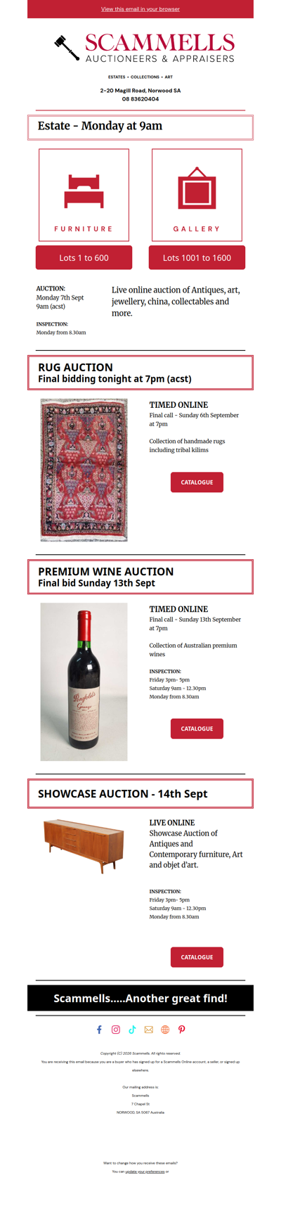 Rugs finishing tonight, and 3 catalogues online