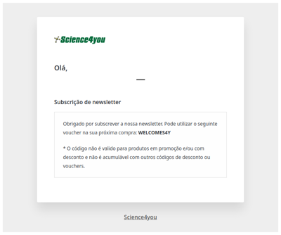 [Science4you] Newsletter voucher