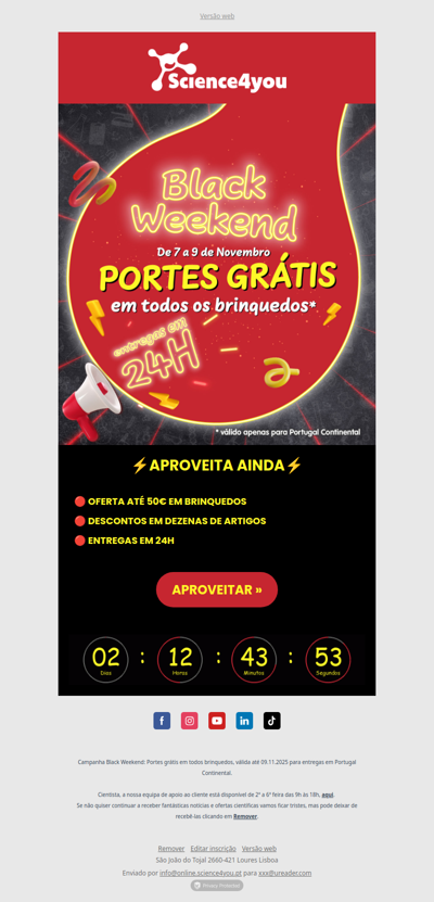 🔴 BLACK WEEKEND: Portes Grátis em Todos os Brinquedos! ⚡