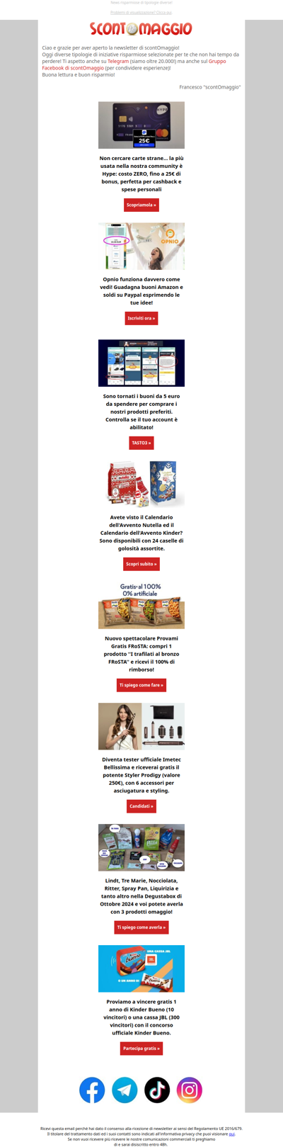 Richiedi il tuo coupon Amazon, rimborso 100% Frosta, tester Bellissima Prodigy, Kinder Bueno