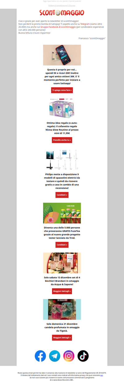 Mega promo spendi 5 ricevi 20; tester FuzeTea e Philips; bicchieri A&S