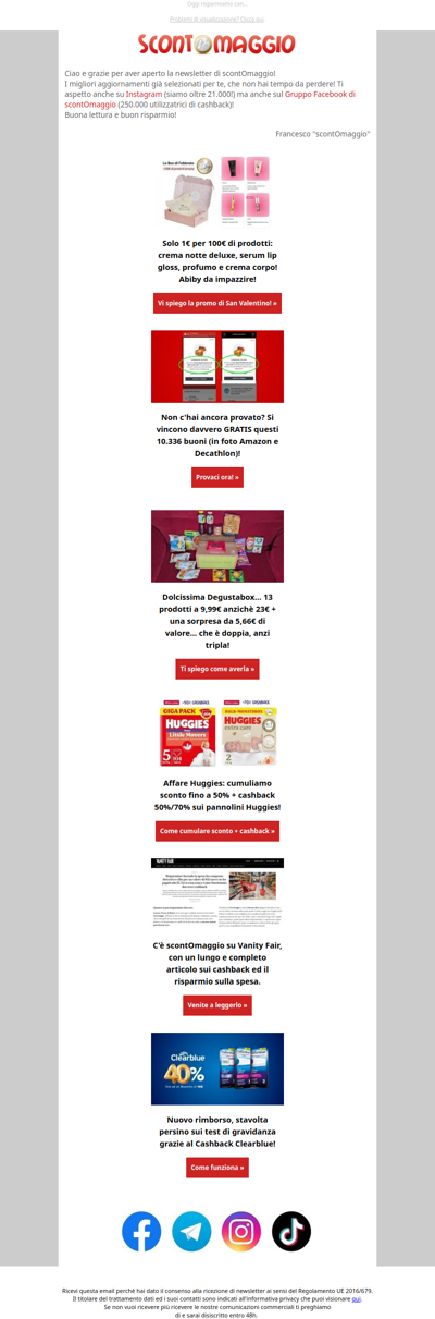 Prendi la Beauty Box a 1€, affari Huggies e... siamo su Vanity Fair