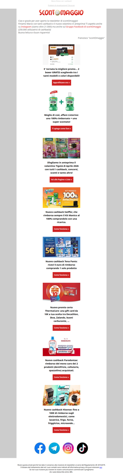 Per te l'anteprima Tigotà e nuovi cashback Swiffer, Tena, Thermacare