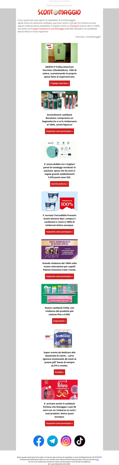 Rimborsi eccezionali Borotalco, Skyr, Perlana, Chilly, Palette!