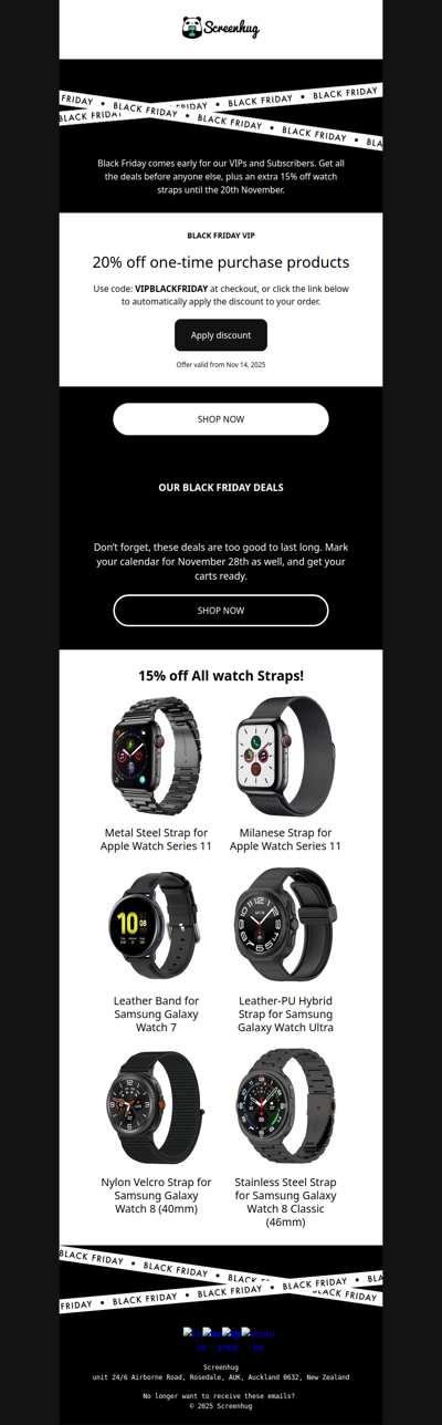 VIP Early Access 20% off: Black Friday Deals Start Now, Plus 15% Off Watch Straps