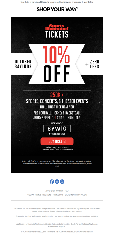 Score 10% Off Tickets + Zero Fees! Don't Miss Out on October Savings!