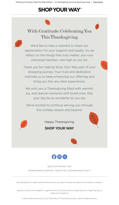 Happy Thanksgiving from Shop Your Way!