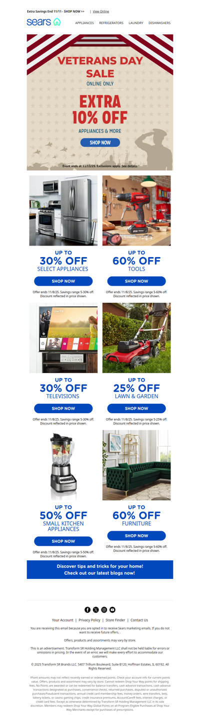 Honor our heroes! Enjoy 10% off appliances & more for Veterans Day