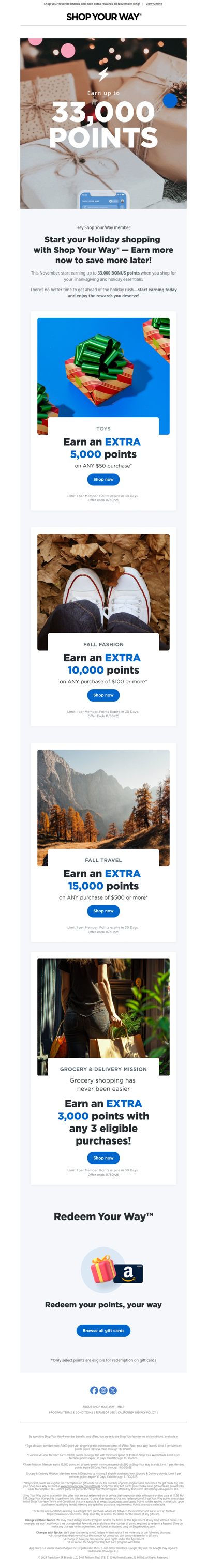 Kick off your holiday shopping with bonus points!