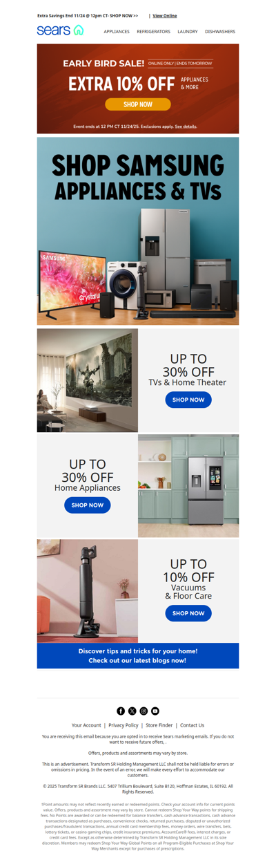 🕊️ Early Bird Alert! 🛒 Snag an extra 10% off appliances & more before it flies away!