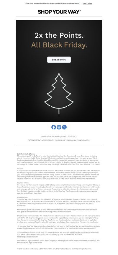 🔥 Black Friday is here! 2X points online start now