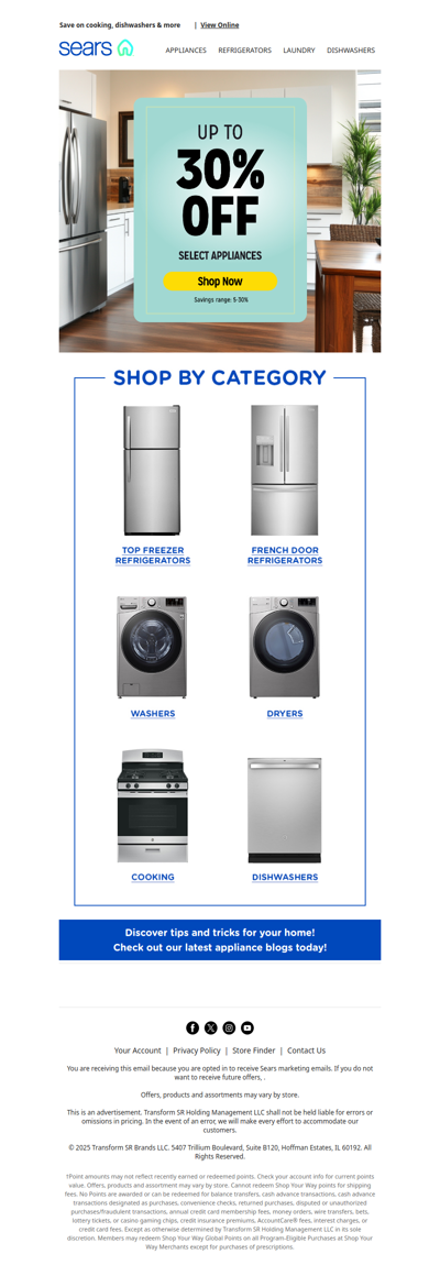 Revamp your space! 🏡✨ Shop up to 30% off on home appliances today!