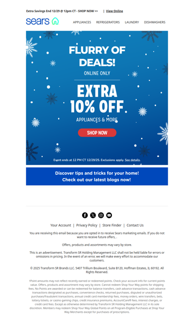 Flurry of Deals! 🎉 Discover savings of an extra 10% on appliances & more! 🏠