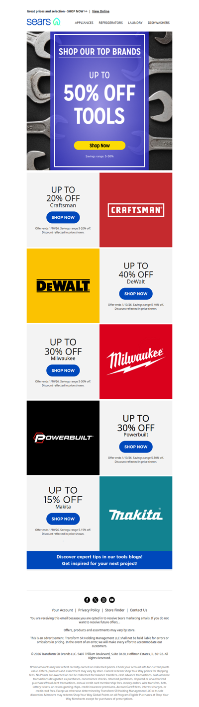 Tool-icious deals await! 🛠️ Grab up to 50% off on top brands! 😄